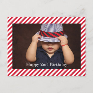 Happy Birthday   Stripes Photo Personalised Card