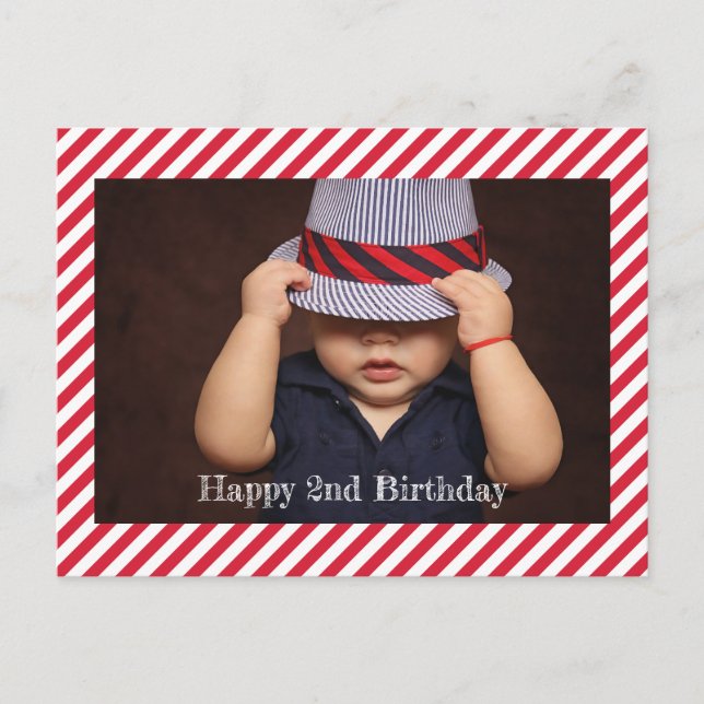 Happy Birthday | Stripes Photo Personalized Card (Front)