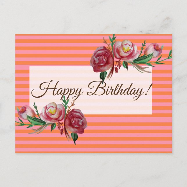 Happy Birthday Stripes Postcard (Front)