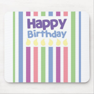 Happy Birthday stripey card Mouse Pad