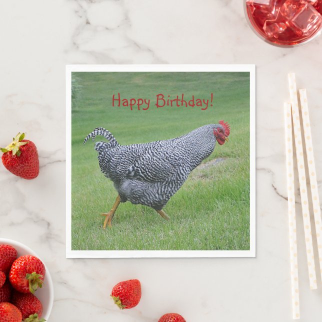 Happy Birthday Strolling Chicken Napkin (Insitu)