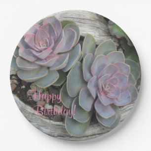 Happy Birthday Succulent Paper Plate