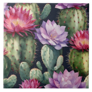 Happy Birthday Succulent Plants, Cactus Flowers  Ceramic Tile