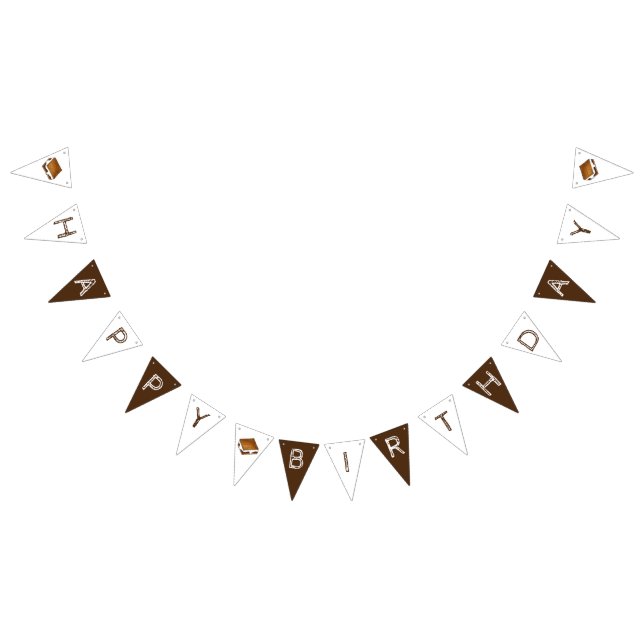 Happy Birthday Summer Camp Campfire S'mores Smores Bunting (All)