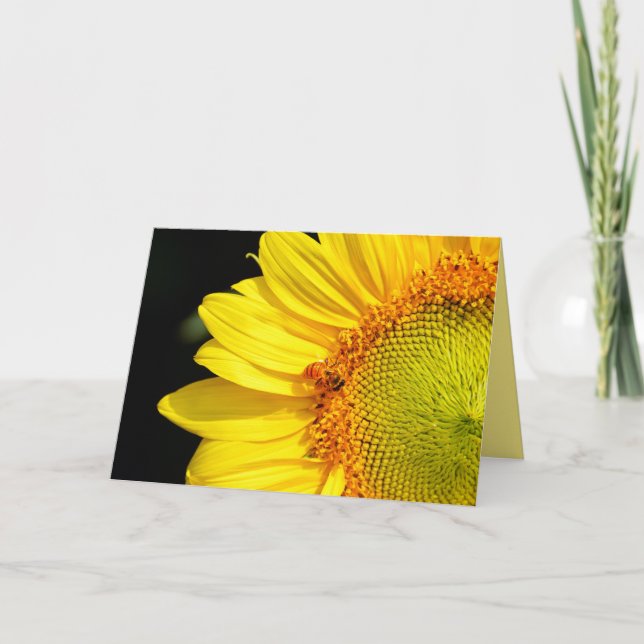 Happy Birthday Sunflower With Honeybee Card (Front)