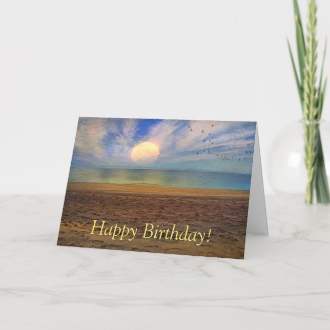 Happy Birthday Sunset Beach Card (Front)