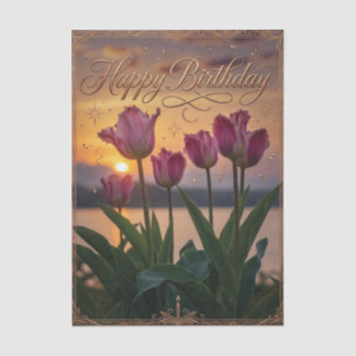 Happy Birthday Sunset Tulips Greeting Tissue Paper