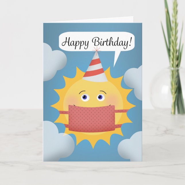 Happy Birthday Sunshine in A Coronavirus Mask Holiday Card (Front)