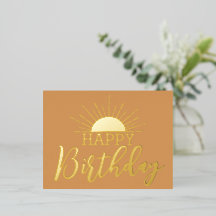 Happy Birthday Sunshine Real Gold Foil  