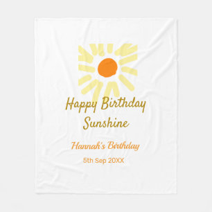 Happy birthday sunshine yellow orange birthday boh fleece blanket