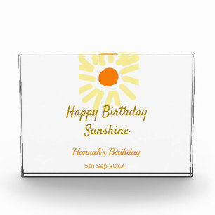 Happy birthday sunshine yellow orange birthday boh photo block
