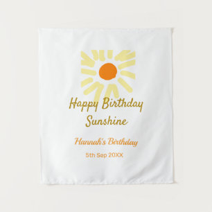 Happy birthday sunshine yellow orange birthday boh tapestry