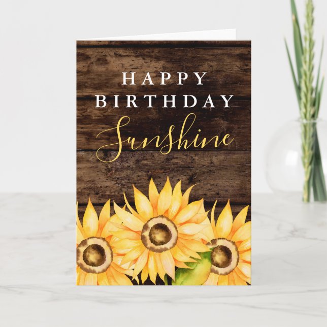 Happy Birthday Sunshine Yellow Sunflower Card (Front)