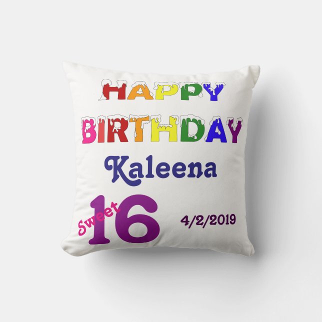 Happy Birthday Sweet 16 Cushion (Front)