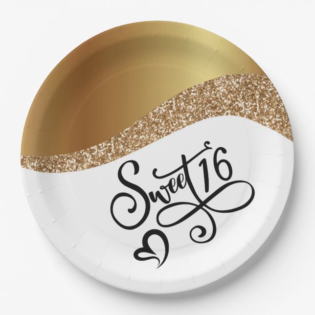 Happy Birthday Sweet 16 Paper Plate (Front)