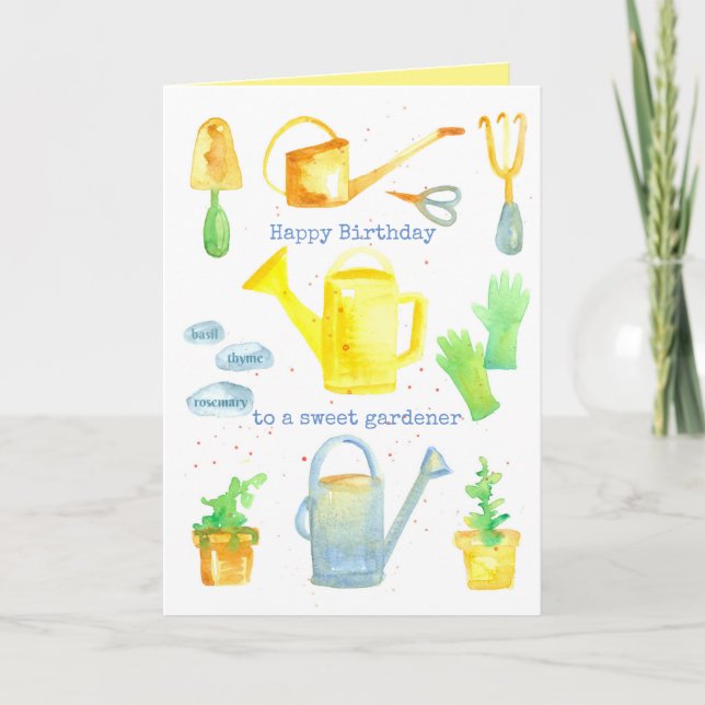 Happy Birthday Sweet Gardener Gardening Tools Card (Front)
