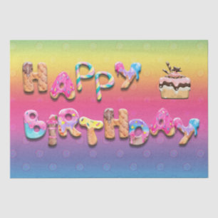 Happy Birthday Sweet Treats Colourful Tissue Paper