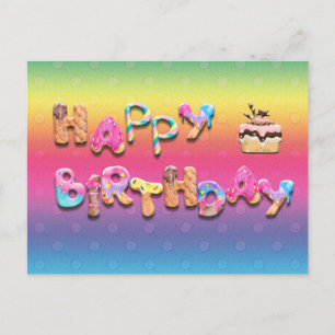 Happy Birthday Sweet Treats Custom Rear Text Postcard