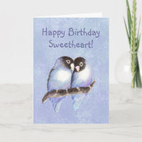 Happy Birthday Sweetheart Blue Lovebirds