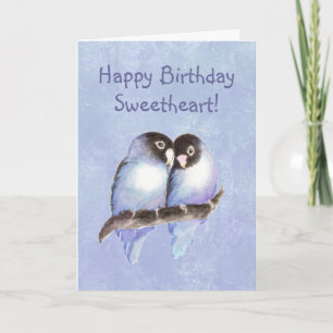 Happy Birthday Sweetheart Blue Lovebirds Card