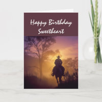 Happy Birthday Sweetheart Lone Cowboy Sunset