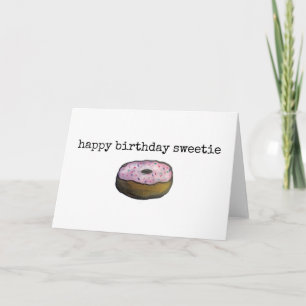 Happy Birthday Sweetie Cute Pun Sweet Doughnut Car Card