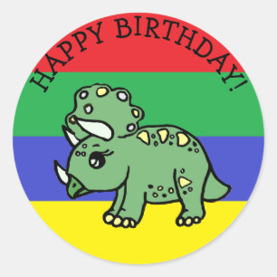 Happy Birthday T-Rex Dinosaur Classic Round Sticker
