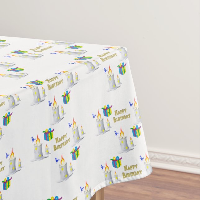 Happy Birthday Tablecloth Candles (In Situ)