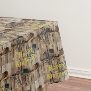 Happy Birthday Tablecloth Construction Tools