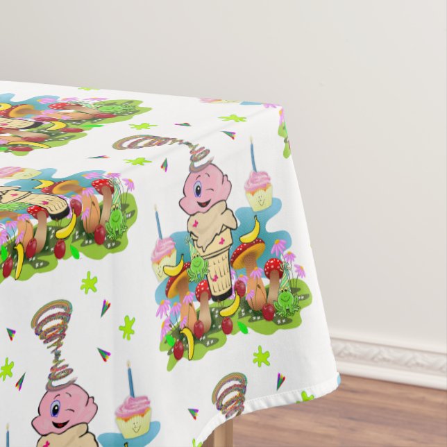 Happy Birthday Tablecloth FUN Pink Cupcake  (In Situ)