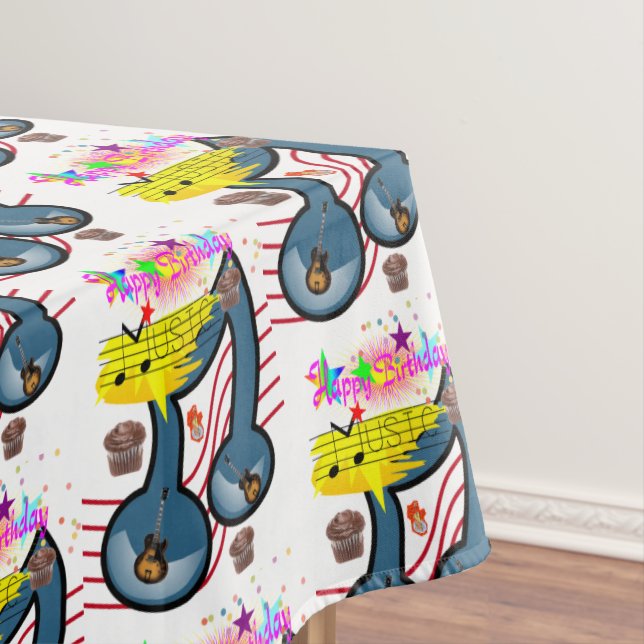 Happy Birthday Tablecloth Musician Guitar (In Situ)