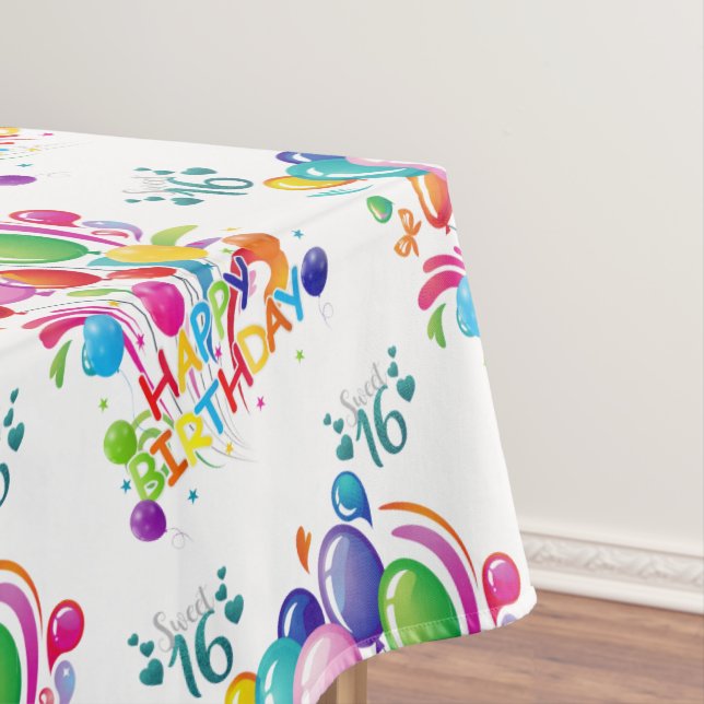 Happy Birthday Tablecloth Sweet Sixteen (In Situ)