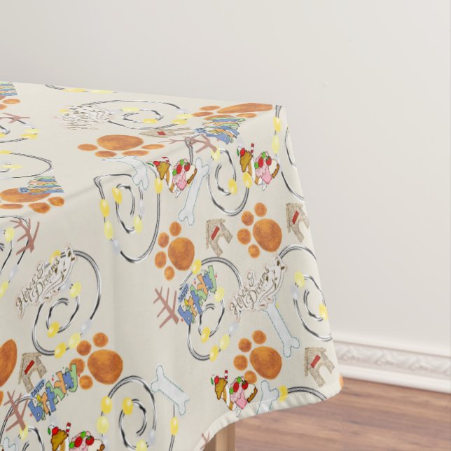 Happy Birthday Tablecloth wishing for a dog  (In Situ)