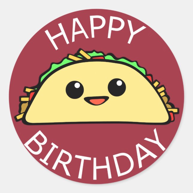 Happy Birthday Taco Classic Round Sticker (Front)