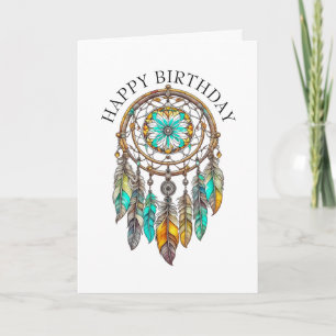 Happy Birthday Teal Dreamcatchers Mystical Card