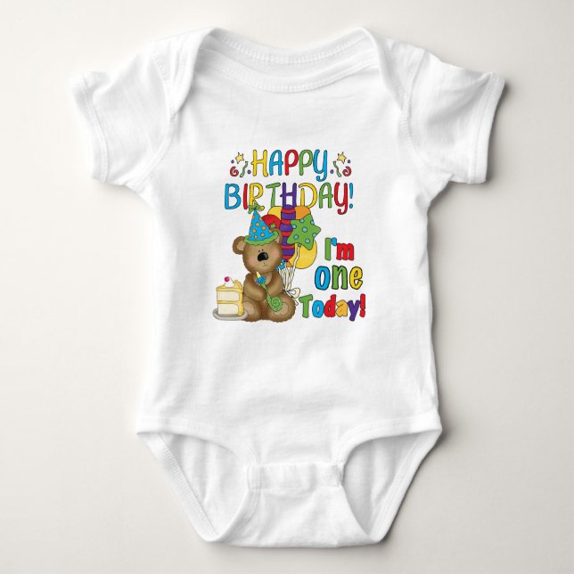 Happy Birthday Teddy Bear 1st T-shirts and Gifts (Front)