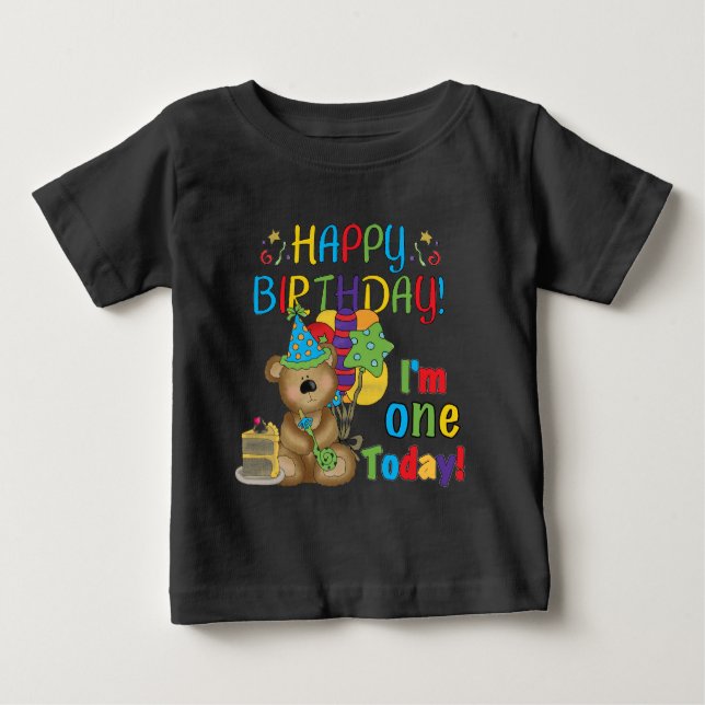 Happy Birthday Teddy Bear 1st T-shirts and Gifts (Front)