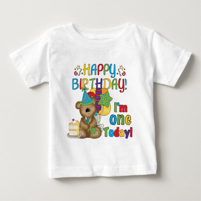 Happy Birthday Teddy Bear 1st T-shirts and Gifts (Front)