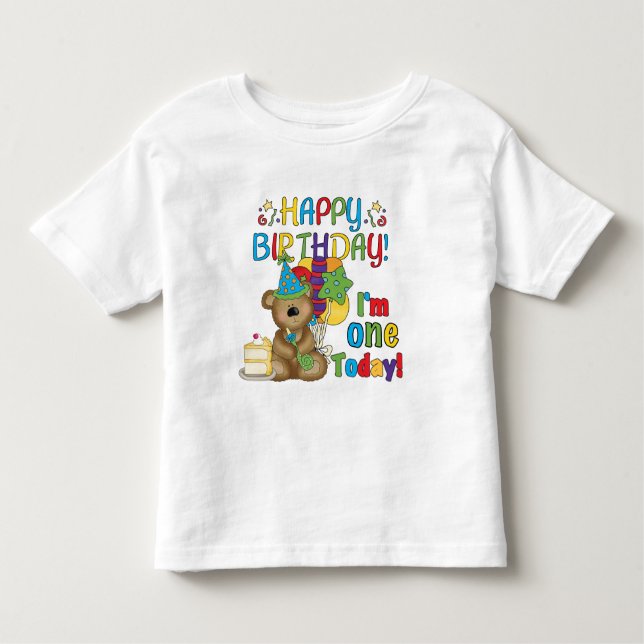 Happy Birthday Teddy Bear 1st T-shirts and Gifts (Front)