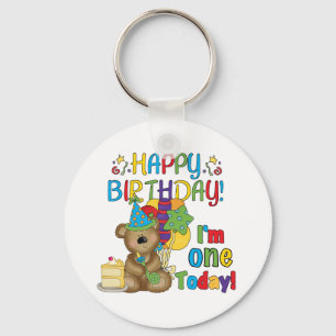 Happy Birthday Teddy Bear 1st T-shirts and Gifts Key Ring