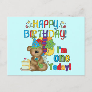 Happy Birthday Teddy Bear 1st T-shirts and Gifts Postcard