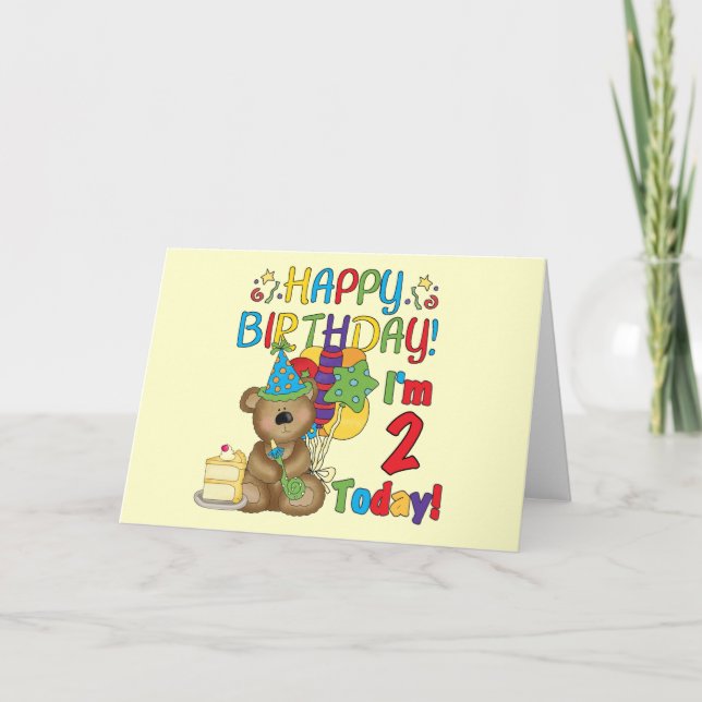 Happy Birthday Teddy Bear 2nd Birthday Card (Front)