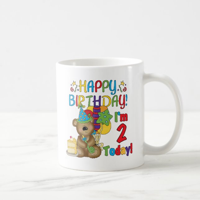 Happy Birthday Teddy Bear 2nd Birthday Coffee Mug (Right)