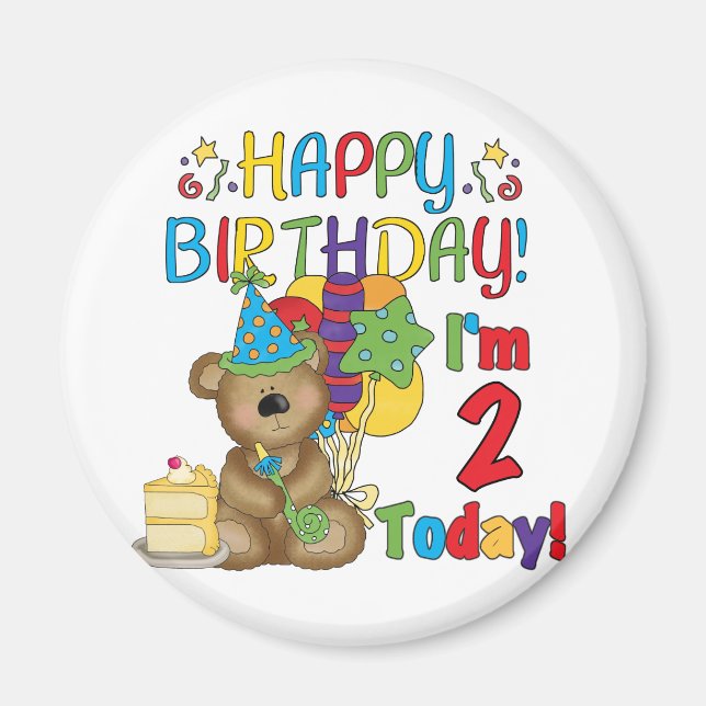Happy Birthday Teddy Bear 2nd Birthday Magnet (Front)