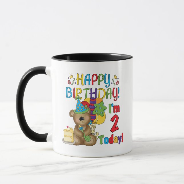 Happy Birthday Teddy Bear 2nd Birthday Mug (Left)