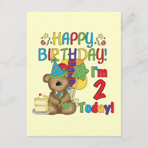 Happy Birthday Teddy Bear 2nd Birthday Postcard