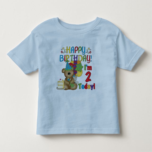 Happy Birthday Teddy Bear 2nd Birthday Toddler T-Shirt (Front)