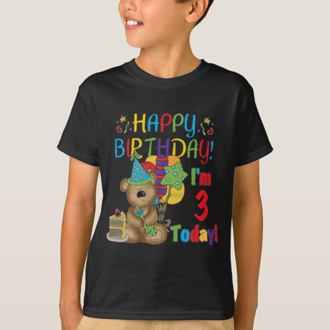 Happy Birthday Teddy Bear 3rd Tshirts and Gifts (Front)