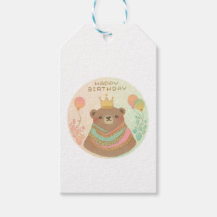 Happy Birthday Teddy Bear Illustration Gift Tags