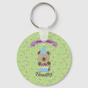 Happy Birthday Teddy Bear Key Ring